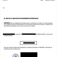 Document NIE nummer
